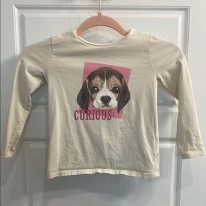 H&M Cream and Pink Long Sleeve Tee with Dog Graphic